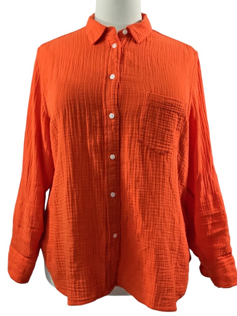 J. Crew Garcon Orange Double Gauze Crinkle Classic Fit Button-Up Shirt AW686